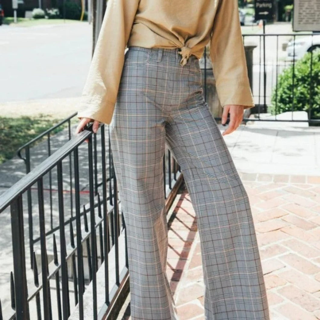 BLDWN High Rise Wide Plaid Pant Size 28 NEW