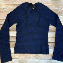 Victoria Beckham Texture Check Crewneck Sweater in Navy/Black Small