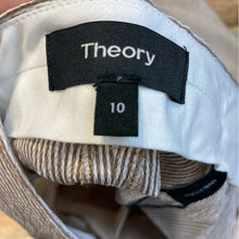 NWT Theory Treeca Seersucker Straight-Leg Ankle Pants in Beige and White