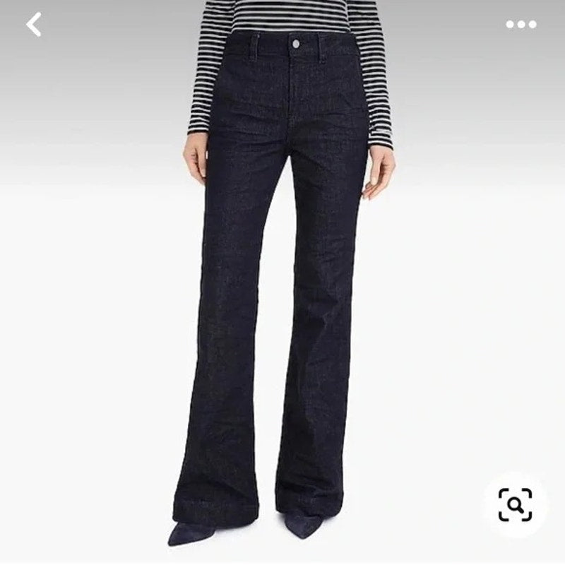 J Crew Wide Leg Trouser Jean Dark Wash