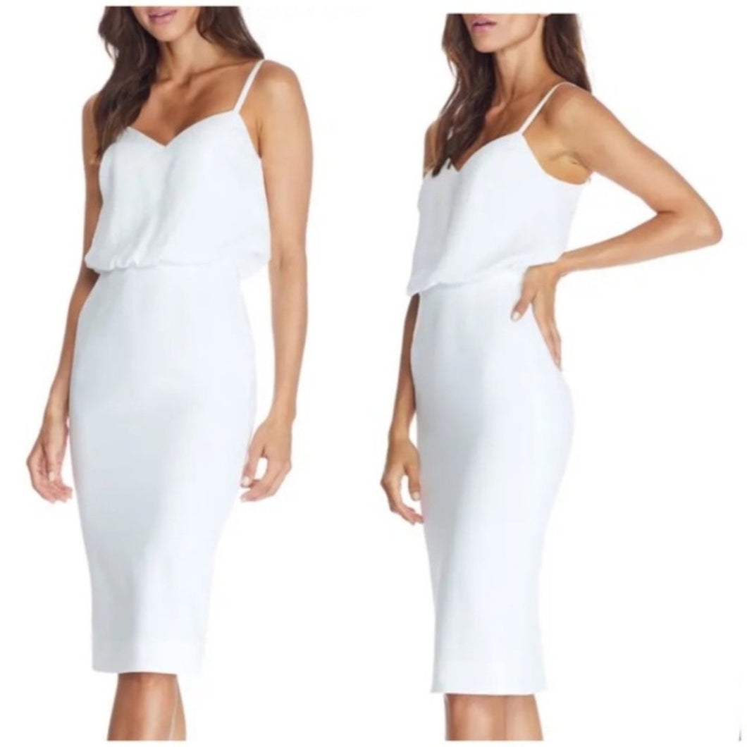 Dress the Population White Alondra Midi Dress - Medium