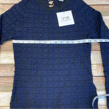 Victoria Beckham Texture Check Crewneck Sweater in Navy/Black Small