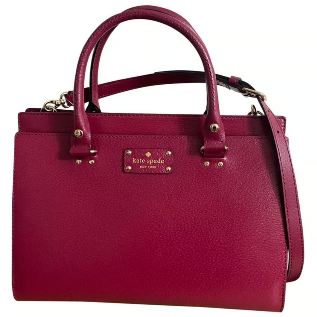 Kate Spade Leather Burgundy Plain Handbag