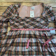NWT Saylor Yulia Metallic Plaid Long Sleeve Cotton Blend Babydoll Minidress