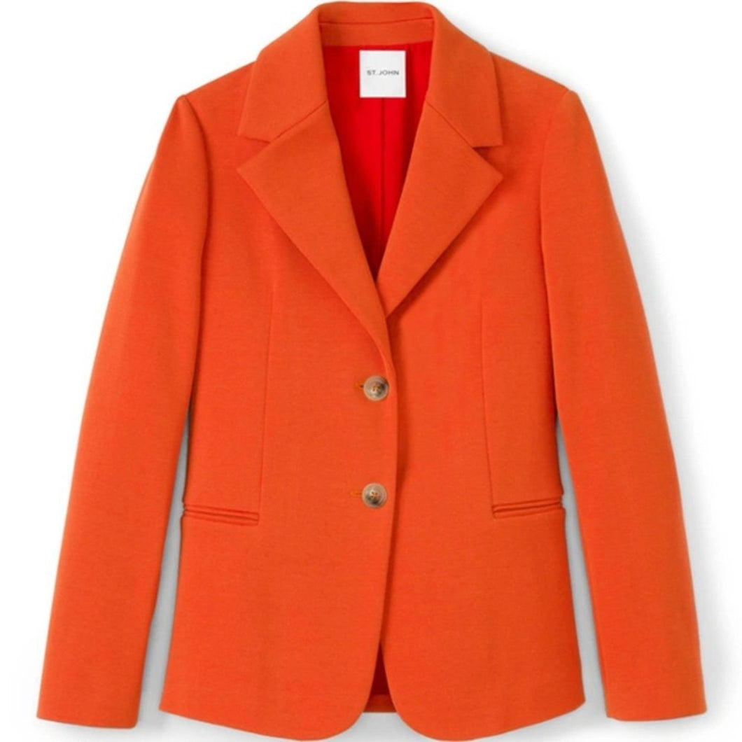 St. John Notch Collar Milano Knit Jacket In Burnt Orange Size 8 NWT