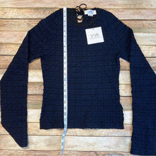 Victoria Beckham Texture Check Crewneck Sweater in Navy/Black Small