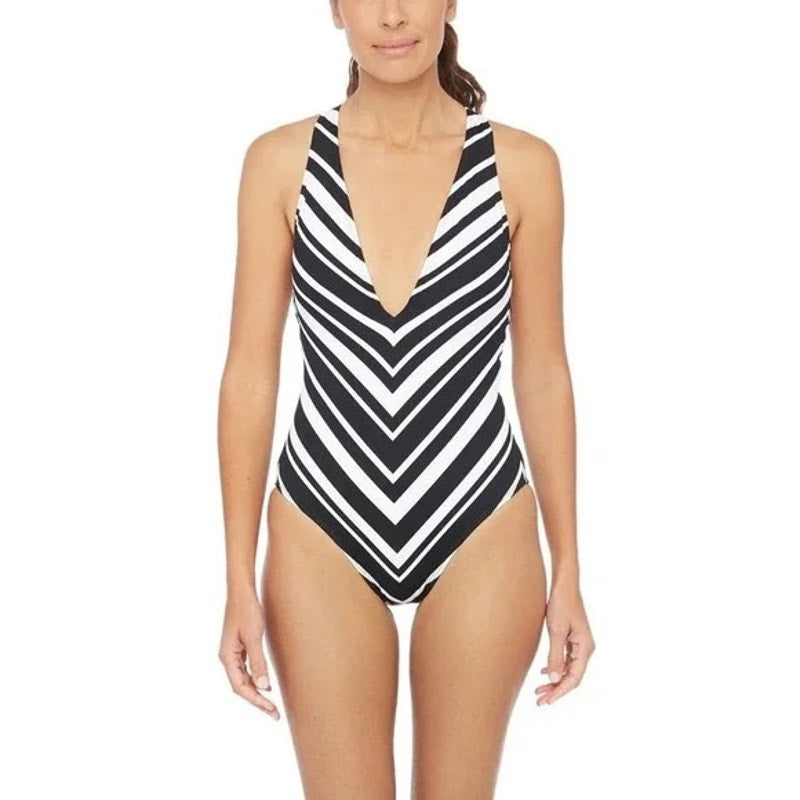 La Blanca Women's Plunge Mio One Piece Swimsuit, 10