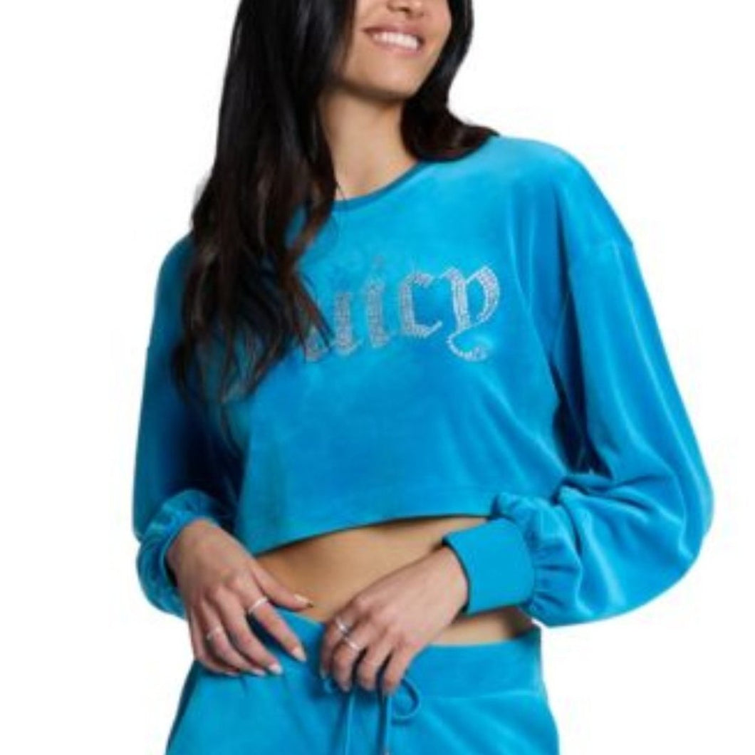 Juicy Couture Cropped Velour Logo Sweatshirt XL