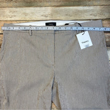 NWT Theory Treeca Seersucker Straight-Leg Ankle Pants in Beige and White