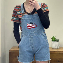 American Flag Carpenter Shortalls Small Y2K