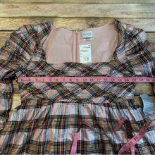 NWT Saylor Yulia Metallic Plaid Long Sleeve Cotton Blend Babydoll Minidress