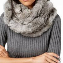 Marcus Adler Ruffled Grey Infinity Real Rabbit Fur Scarf NWT