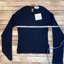 Victoria Beckham Texture Check Crewneck Sweater in Navy/Black Small