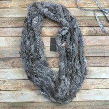 Marcus Adler Ruffled Grey Infinity Real Rabbit Fur Scarf NWT