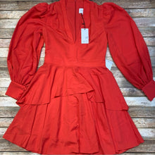 One33 Social Plunge Neck Balloon Long Sleeve Cocktail Minidress, Size 6 - Orange