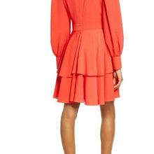 One33 Social Plunge Neck Balloon Long Sleeve Cocktail Minidress, Size 6 - Orange