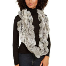 Marcus Adler Ruffled Grey Infinity Real Rabbit Fur Scarf NWT