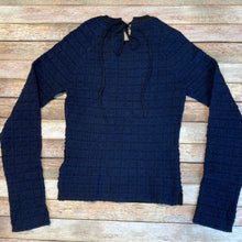 Victoria Beckham Texture Check Crewneck Sweater in Navy/Black Small