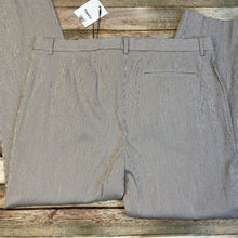 NWT Theory Treeca Seersucker Straight-Leg Ankle Pants in Beige and White