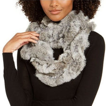 Marcus Adler Ruffled Grey Infinity Real Rabbit Fur Scarf NWT