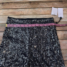 NWT ASTR The Label Selma Silver Black  Metallic Sequin High Waist Wide Leg Pant