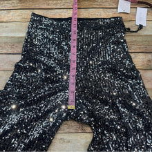 NWT ASTR The Label Selma Silver Black  Metallic Sequin High Waist Wide Leg Pant