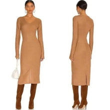 Rag & Bone The Bias Rib Midi Dress Knit Dress Camel NWT