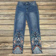 Laurie Felt Embroidered Cropped Jeans Size 6