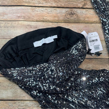 NWT ASTR The Label Selma Silver Black  Metallic Sequin High Waist Wide Leg Pant