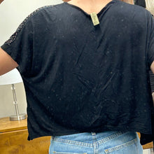 Y2K Black Studded Oversized Crop Top, Size Small/Medium