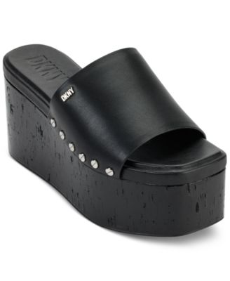 DKNY Alvy Studded Platform Wedge Sl Black M NWT 8