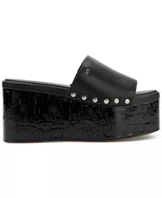 DKNY Alvy Studded Platform Wedge Sl Black M NWT 8