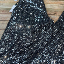 NWT ASTR The Label Selma Silver Black  Metallic Sequin High Waist Wide Leg Pant