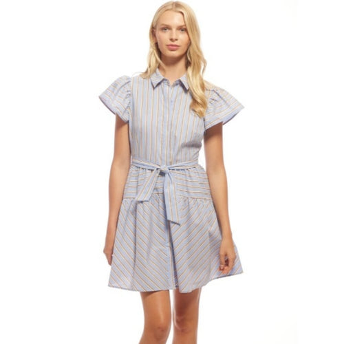 Shoshanna Hayworth Pinstripe Mini Shirt Dress Size 12