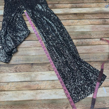 NWT ASTR The Label Selma Silver Black  Metallic Sequin High Waist Wide Leg Pant