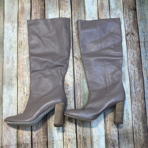 Cole Haan Glenda Stone Taupe Leather Fashion Boots, Size 9