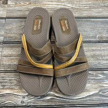 Skechers Reggae Brown Rattan/Wicker Strappy Leather Slip On Sandals Size 11