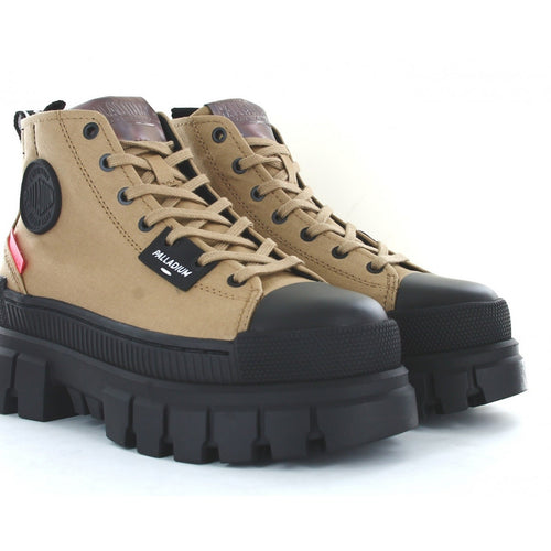 The Palladium Revolt Hi TX Platform Boots Tan Black Women’s 6 NWOT