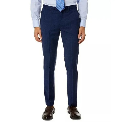 Bar III Skinny-Fit Stretch Blue Plaid Dress Pants Mens 30 x 32